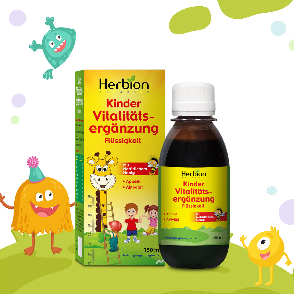 Herbion Naturals Vitality Supplement Sirup für Kinder, fördert das Wachstum und den Appetit, lindert Müdigkeit, verbessert die geistige und körperliche Leistungsfähigkeit, steigert die Energie, 5 FL Oz – für Kinder ab 1 Jahr