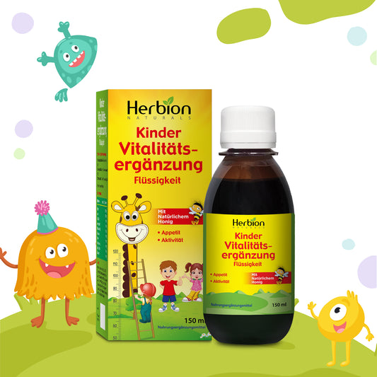 Herbion Naturals Vitality Supplement Sirup für Kinder, fördert das Wachstum und den Appetit, lindert Müdigkeit, verbessert die geistige und körperliche Leistungsfähigkeit, steigert die Energie, 5 FL Oz – für Kinder ab 1 Jahr