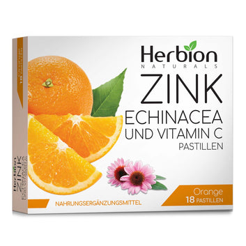 Herbion Naturals Zink, Echinacea & Vitamin C Lutschtabletten mit natürlichem Orangengeschmack – 18 CT – Nahrungsergänzungsmittel – Unterstützt das Immunsystem – Fördert die allgemeine Gesundheit für Erwachsene und Kinder 5+